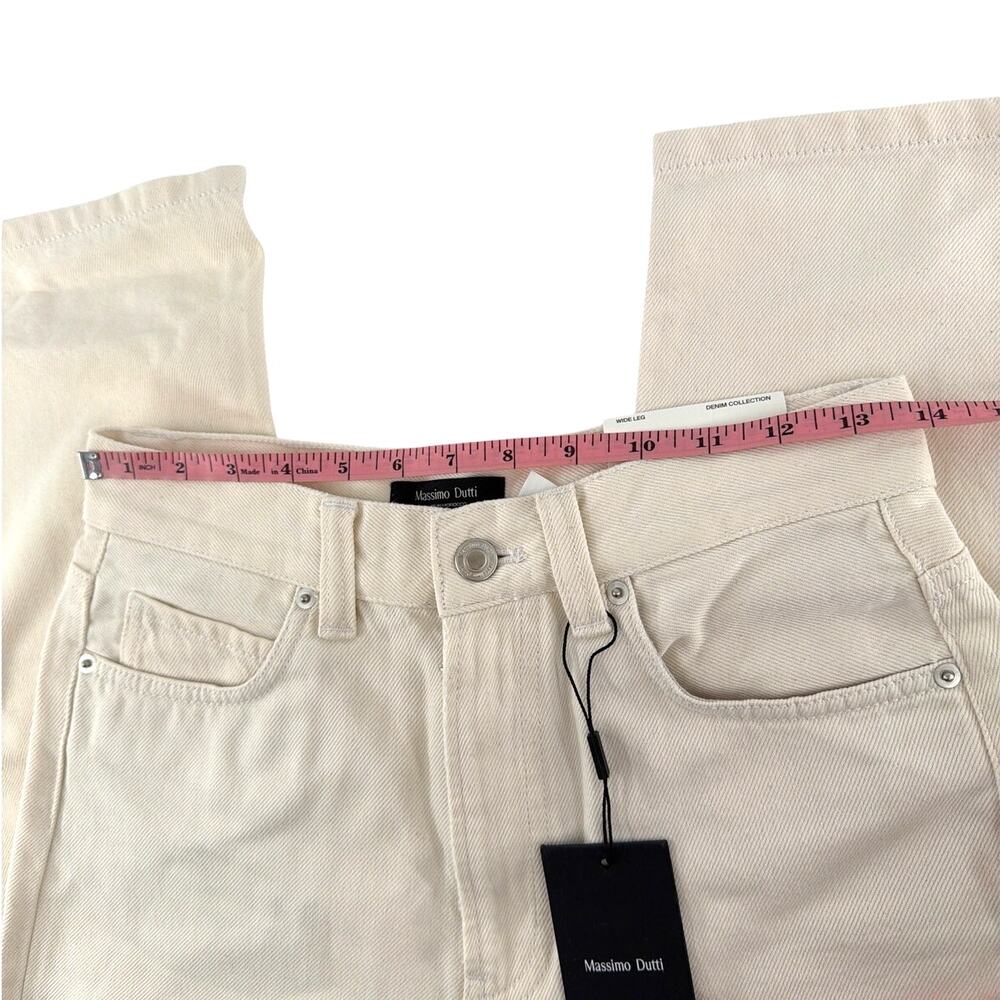 Massimo Dutti Women's Cream High Rise Wide Leg Jeans Size 4 - Picture 7 of 11